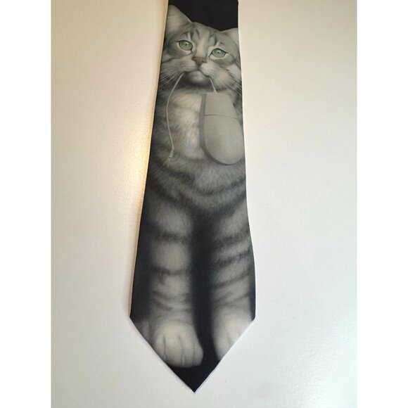 Ralph Marlin Cat & Computer Mouse Tie – Made in USA – Jason Zayas Design - Picture 1 of 9